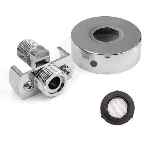 M20 Adaptateur Robinet Douche, Rotule Pivotante Laiton, Argent, Processus de Galvanoplastie, Avec Couvercle Décoratif, Raccord Excentré Mitigeur, Long (1/5)