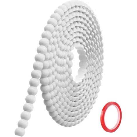 5M x 10mmMoulure Murale Décorative Adhésive Blanc Moulure en PVC Flexible avec Bordure Perlée 3D, Baguette de Finition Hydrofuge pour Cadre de Miroir