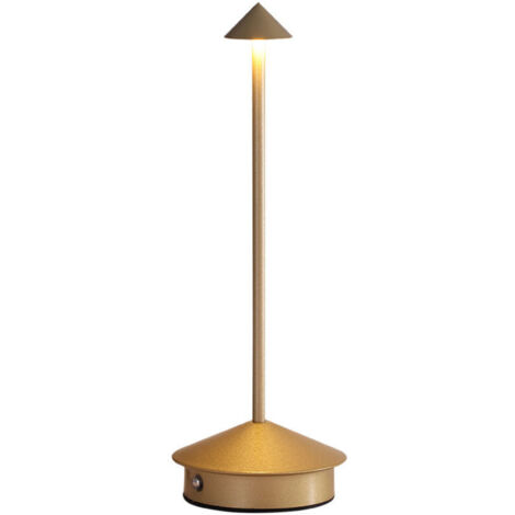 800mAh Lampe de table LED sans fil rechargeable, lumiere bureau tactile exterieur, metal, design modern,(dorée) dimmable, étanche, lampe poser pour chevet, interieur, terrasse, restaurant (1/5)