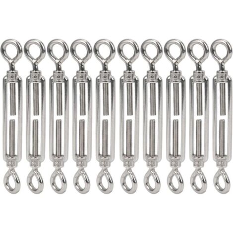 Lot de 10 vis à œillet ouvertes M6 en acier inoxydable pour tendeur de câble métallique ou de câble, matériel de fixation pour tendeur de câble (1/5)