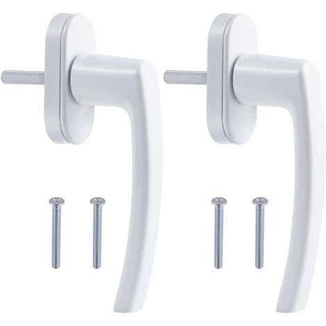 Lot de 2 Poignées de Fenêtre en Aluminium - Poignées Pratiques, Design Moderne, Installation Facile, Couleur Blanche (1/5)
