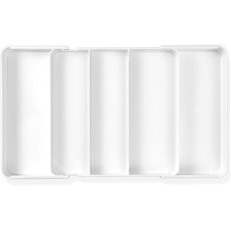 Tiroir à couverts blanc, tiroir à couverts de taille réglable, résistant à l'humidité, facile à ranger, rangement de couverts de tiroir de cuisine, pour organiser les couverts, les fourchettes (1/5)