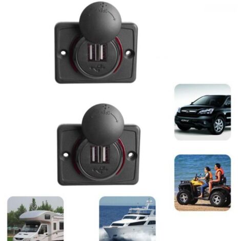 Lot 2 chargeurs voiture 3.1A, double prise USB 12V, panneau encastrable alimentation rapide (1/5)