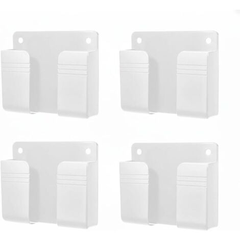 Couleur Blanc,Générique Support Mural Télécommande 4 Pièces, avec Adhésif Fort, Boîte de Rangement Étanche, pour Téléphone Télécommande, Fixation Mural pour Lit de Douche et Table de Chevet (1/5)