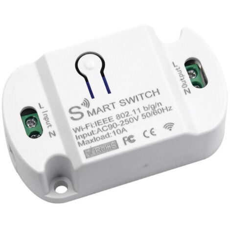 Tuya WIFI Smart Switch Timing Commutateur sans fil Domotique Télécommande Commande vocale Commutateur d'éclairage Compatible avec Google Home et SmartLife, Modèle: Blanc 10A (1/5)