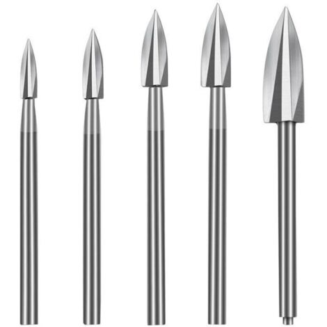 Lot de 5 Outils de Gravure HSS pour Bois - Couteaux de Sculpture de Précision, Accessoires Rotatifs pour Modélisme et Travail du Bois (1/5)