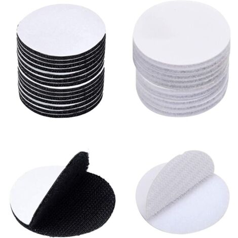 60 pièce (30 paires, 30mm) Scratch Autocollant Rond 30mm, Scratch Adhésif Rond Autocollant Adhésif Ronds Crochet et Boucle Adhésifs pour papier plastique verre cuir métal vêtements