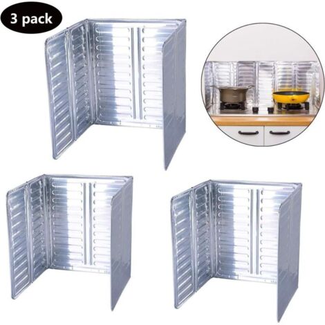 3 Pcs Écran antiéclaboussures de cuisson Bouclier Garde d'éclaboussure d'huile plaque d'aluminium de Garde Antiéclaboussures De Cuisson Pliable pour cuisinière à gaz de cuisine à domicile Ensemble (1/5)