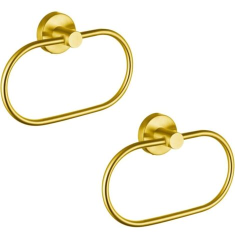 Lot de 2 Anneaux Porte Serviettes en Doré Support Mural Moderne en Acier Inoxydable Accessoires de Salle de Bain (1/5)