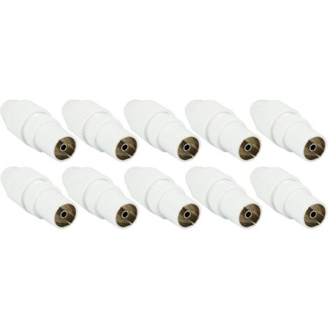 10 Pcs Blanc Prise Antenne TV Fiche Coaxiale Mâle & Femelle Coupleur Pour Télévision Par Câble IEC TV Antennes SAT Installations BK 4K UHD (1/5)