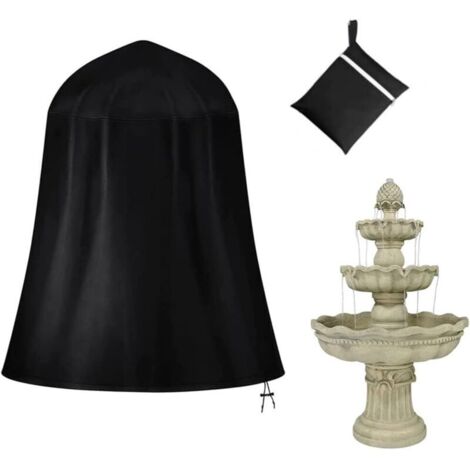 91x107cm Housse de fontaine de jardin robuste, imperméable et à l'eau et à la poussière avec cordon de serrage élastique de verrouillage pour l'hiver (1/5)