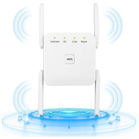 Répéteur WiFi AC1200 - Amplificateur WiFi avec Port Ethernet, Bouton WPS, Installation Facile, Compatible avec Box Internet (1/5)
