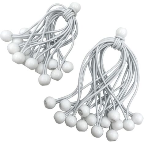 Tendeurs élastiques, tendeurs élastiques, 30 pièces tendeurs de bâche pour crochets élastiques avec boules en plastique, sangles élastiques de tente de bâche, blanc 150 mm et 200 mm (1/5)