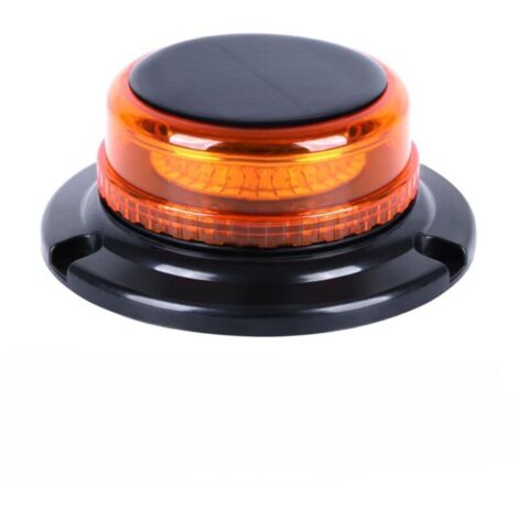(Ambre)Gyrophare LED Sans Fil solaire - Rechargeable Gyrophare Magnetique Orange LED, 12V/24V lampe d'avertissement avec chargeur de voiture et câble USB pour voiture, camion, tracteur (1/5)