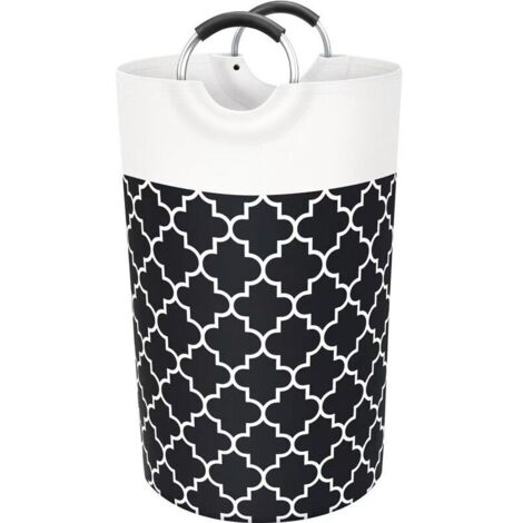 Panier linge pliable 82 L noir – 74×38×38 cm, avec anse, collecteur (1/5)