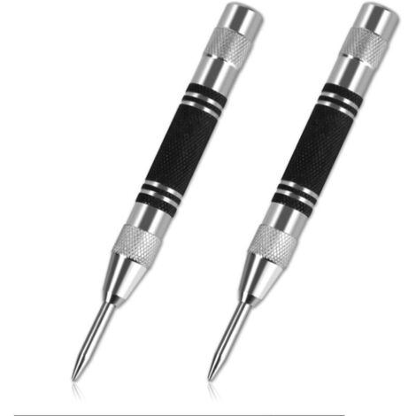 2 pièces Pointeau Automatique,130mm Pointeau Automatique Impact Réglable,Poinçons Centraux à Ressort,Livré avec 2 têtes de rechange en métal (1/5)