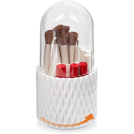 Boîte de rangement pour pinceaux de maquillage à 360° avec couvercle, présentoir cosmétique pour pinceaux, rouges à lèvres, eye-liners, 11 x 23 cm (1/5)