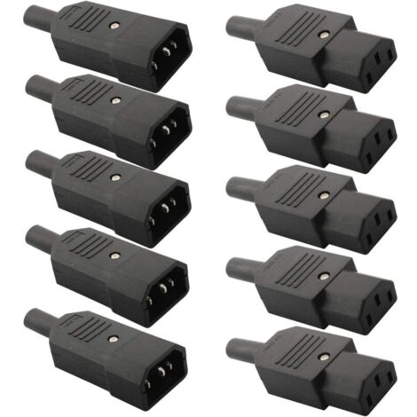 10pcsMâle Prise Femelle Prise,Kettle Plug,Ordinateur imprimante Moniteur Plug,Secteur Connecteur AC 250V 10A(soudable) (1/5)