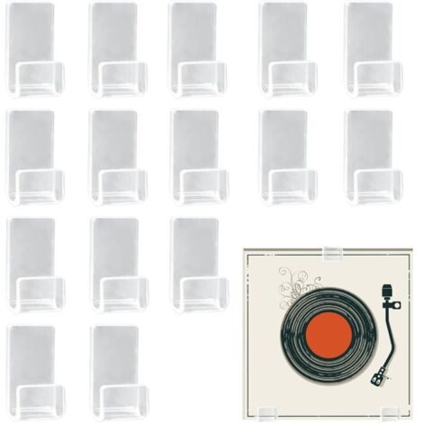Support Mural Vinyle 15 Pcs Accroche Vinyle Mural Acrylique Porte Vinyle Mural Etagere Transparente Rangements pour CD et DVD, Transparentes (1/5)