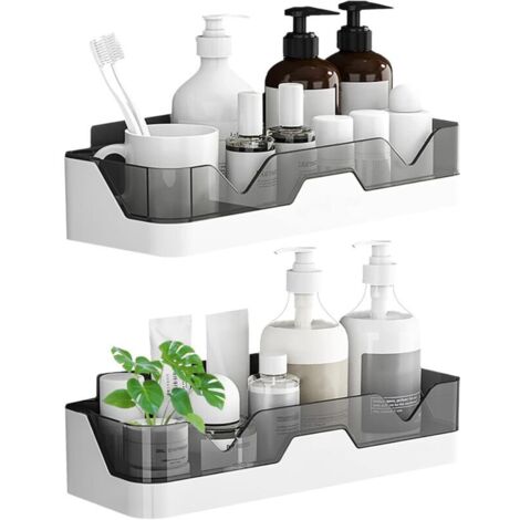 Ensemble de 2 Étagères de Douche Sans Perçage Capacité Supérieure à 7kg, Pour Salle de Bain et Cuisine (1/5)