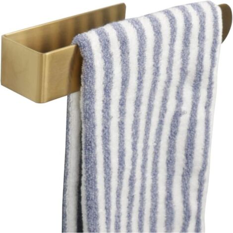 Barre Porte-Serviettes Salle de Bain - 24cm, Anneau Mural Auto-Adhésif en Acier Inoxydable, Design Doré Élégant (1/4)