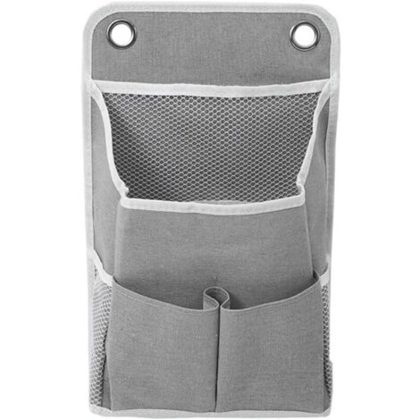 Gris，  Sac à suspendre multifonctionnel pour dortoir universitaire   Panier à suspendre en tissu   Organiseur divers   Sac de rangement mural derrière une porte (1/5)