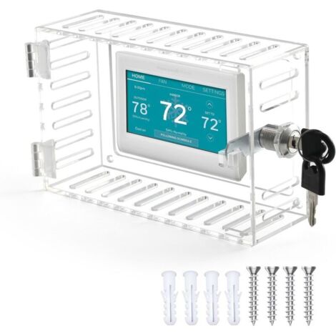 Grand couvercle de boîtier de verrouillage pour thermostat avec clé, couvercle transparent avec serrure compatible avec les thermostats de 23,1 cm (L) x 16,8 cm (H) x 9,7 cm (P) ou moins. (1/5)