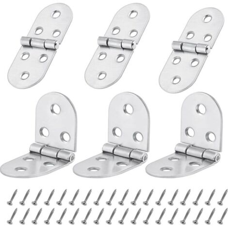 6Pcs 270 Degrés Charnières de Table Pliantes, Plat Porte Cabinet pliable Charnières, Métal Round Edge Machine à Coudre Table Pliante Meubles Flip Plateau Charnière (1/5)