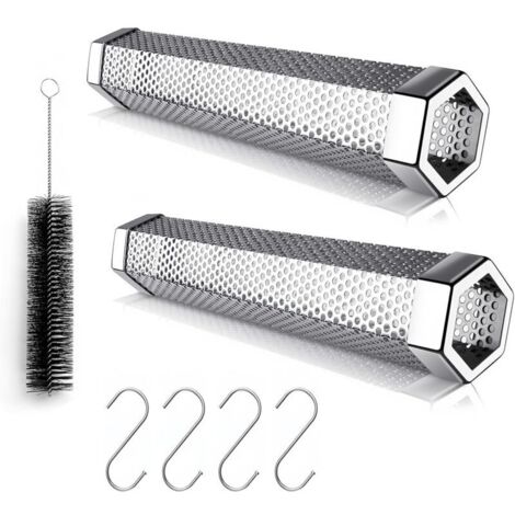 Tube de Fumage à Granulés, 2 Pièces en Acier Inoxydable avec Brosse, Parfait pour BBQ, Viandes, Poissons et Steaks (1/5)