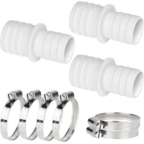Raccords Tuyau Piscine 32 38mm Lot de 3, Avec 6 Colliers de Serrage, Accessoire de Connexion pour Piscine (1/5)