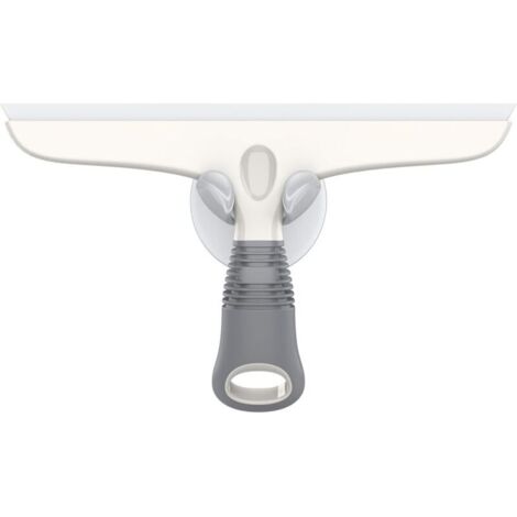 Raclette Silicone avec Support Ventouse   Polyvalente pour Vitres, Douche, Salle de Bain, Fenêtres, Blanc et Gris