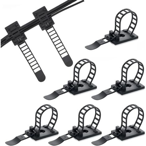 50 Clips Câbles PA66 Serre Câbles Réglables Auto Adhésifs pour Maison et Bureau (1/5)
