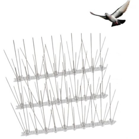 Lot de 3 Pic Anti Pigeon 25cm Mètres en Acier Inoxydable & Base en Plastique Souple, Pointes Anti-Oiseaux, Moineaux, Corneilles (1/5)