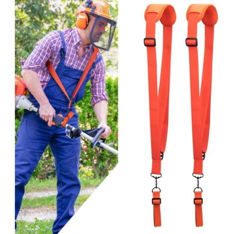 Harnais Débroussailleuse - Tondeuse à Harnais Une Epaule avec Ceinture de Nylon Durable Adjuestable pour STIHL FS,Taille-Bordures série km (2 Pièces) 2 Sangles Orange (1/5)