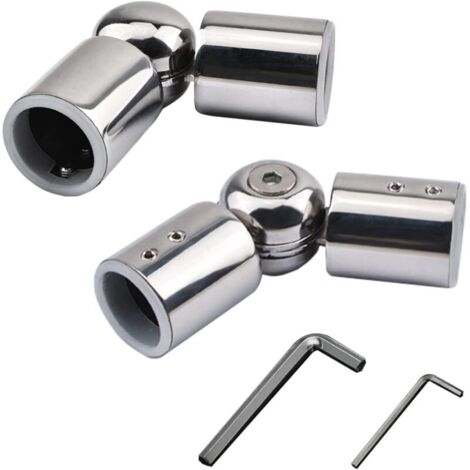 Connecteur d'angle Réglable, 2Pcs Connecteur de Coude de Tringle à Rideau en Acier Inoxydable Connecteur de Coude Articulé Robuste de 90 degrés à 180 degrés pour Tringle à Rideau de 1 Pouces