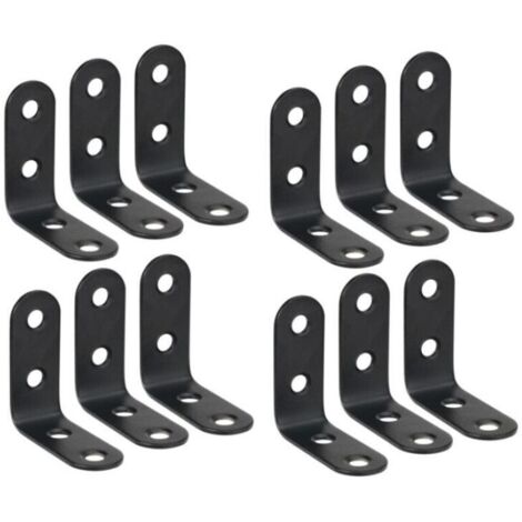 12 Pièces Équerre de Fixation 40mmX40mm Equerre de Fixation Noir Angle Droit Support en forme de L 40mm Équerre Angle 90 Degrés en Acier Inoxydable Équerre Étagère pour Bois Meubles Placard Support (1/5)