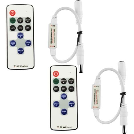 2pcs Contrôleur de Ruban LED Monochrome DC 5V-24V 5A RF Régulateur Gradateur de LED Strip Récepteur Bande LED Télécommande (1/5)