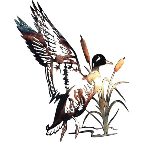 Canard Métal Mur Art Jardin Canard Canard Reed Chien Tenture Murale Décoration Animal Artisanat Art Ornement Silhouettes Maison pour Intérieur Extérieur Jardin Clôture Décor 10 x10 Pouce (1/5)