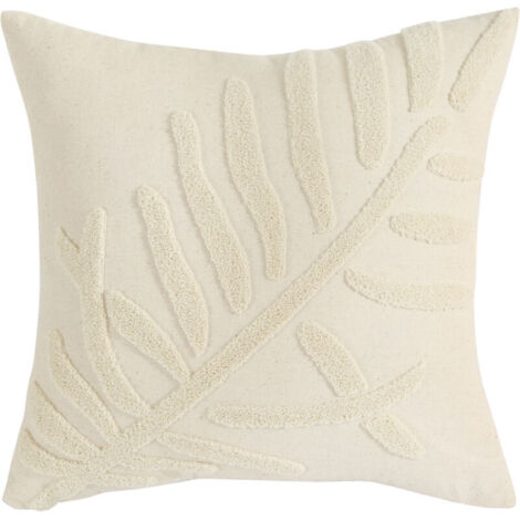 Lot de 2 Taies d'Oreiller Brodées Fleur de Jardin 45x45cm, Housses de Coussin Élégantes pour Salon, Chambre et Maison Beige (1/4)