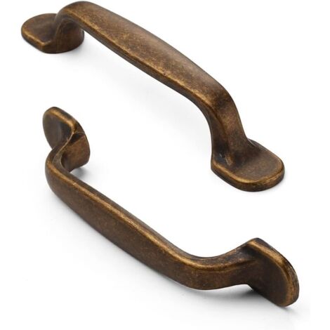 Lot de 2 Poignées Placard Cuisine en Laiton – Quincaillerie Antique, Trou Central de 96mm (1/4)