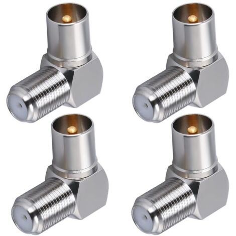 4 Pièces Connecteur Coaxial d'Antenne TV à 90 Degrés Prise Mâle vers F Femelle Adaptateur à Angle Droit pour Câble Satellite (1/5)