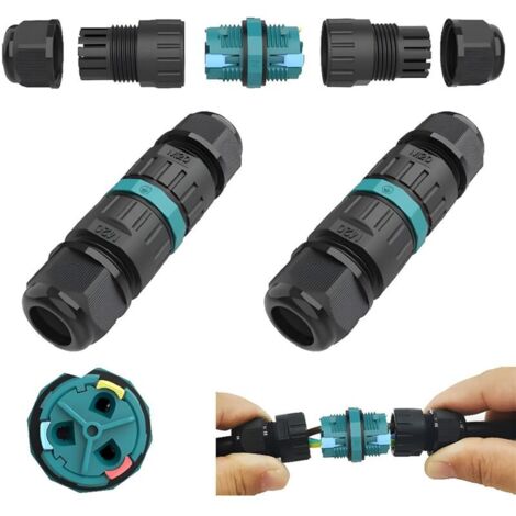 (2pcs) Connecteur de câble extérieur de boîte de jonction étanche, Connexion de câble extérieur de Manchon étanche IP68 pour Un A.W.G: 20-13, pour câbles d'amarrage 2 broches / 3 broches (1/5)