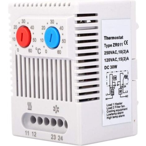 Contrôleur de Température Interrupteur Uuvert/Fermé, 0 60℃ Thermostat Réglable Contrôleur, ZR011 Régulateur de Température en Plastique (1/5)
