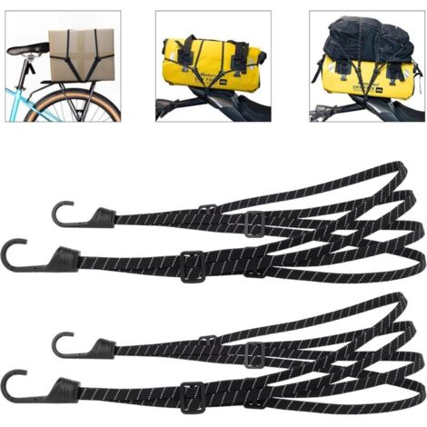 2 Pièces Noir Tendeurs Elastique avec Crochets, étendeur vélo, Sangle Bagage, Sangle de Casque, Tendeurs Elastique (1/5)