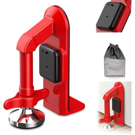 Butée de porte d'hôtel portable pour sécurité de voyage 80 dB alarme et alliage robuste, butée de porte sans perçage, verrouillage de sécurité d'hôtel/dortoir, installation instantanée pour femmes et (1/5)