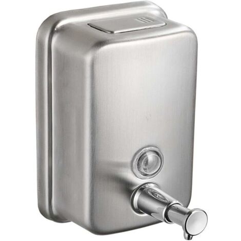 Distributeur de Savon Mural Acier Inoxydable 500ml   Argent Brossé  Pour Cuisine, Garage, Bureau et Hôtels