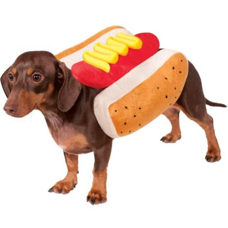 Déguisements pour animaux, tenues sur le thème des hot-dogs - tissu doux -Modèle à scratch - Taille M (1/5)