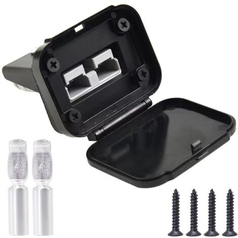 Anderson Connecteur 120 A, base de panneau mâle compatible avec fiche Anderson, pour voiture, camping-car, caravane, moto, bateau (noir) (1/5)