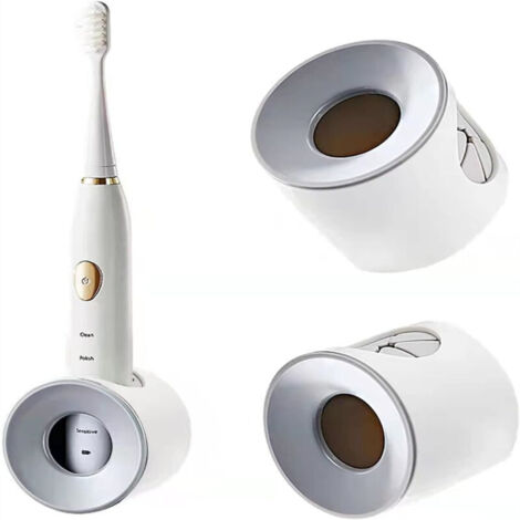 Lot de 3 supports muraux pour brosses à dents électriques, fixation sans perçage, coloris gris (1/5)