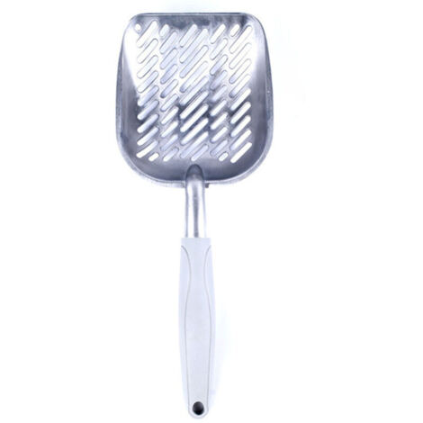 Pelle à litière pour chat, grise, en métal robuste. (1/5)